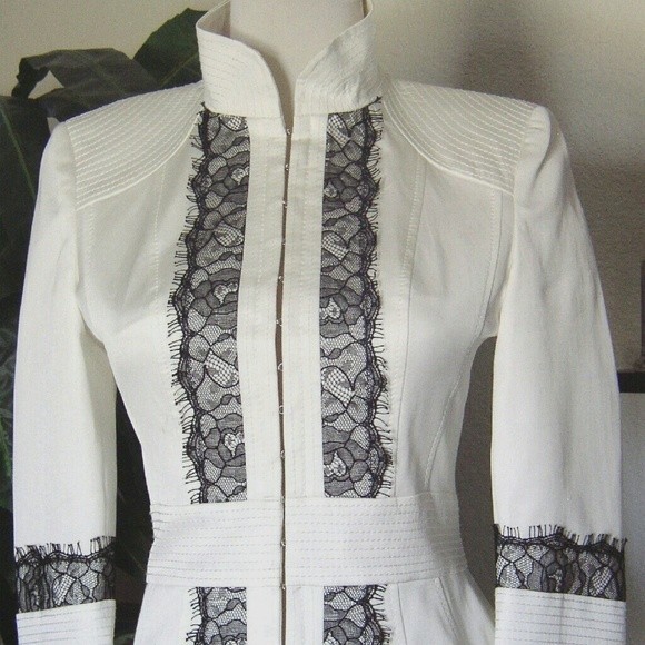 NWT DESIGNER MOTO BLAZER STAND COLLAR LINED OFF WITHE WOMENS … - Picture 12 of 12